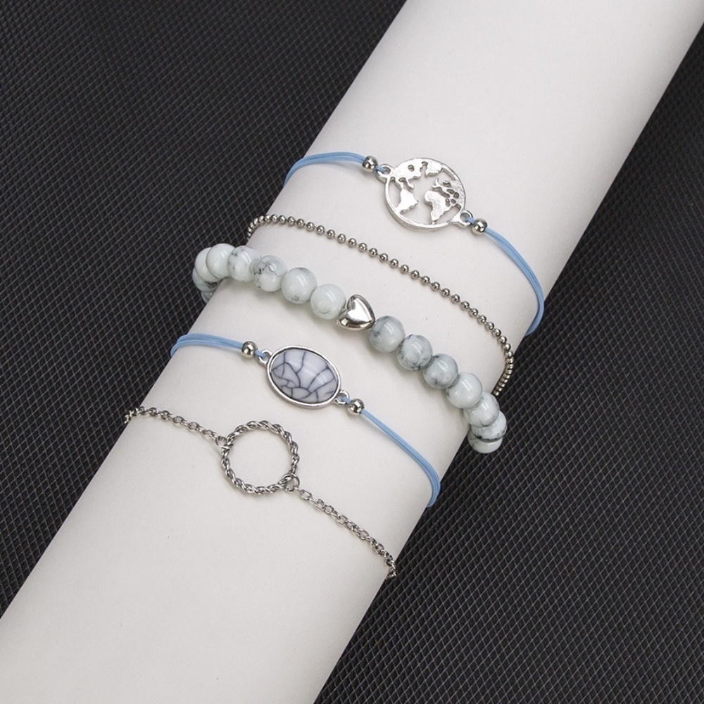 *JADEN* 5-Pc Silver Map Fashion Bracelet Set